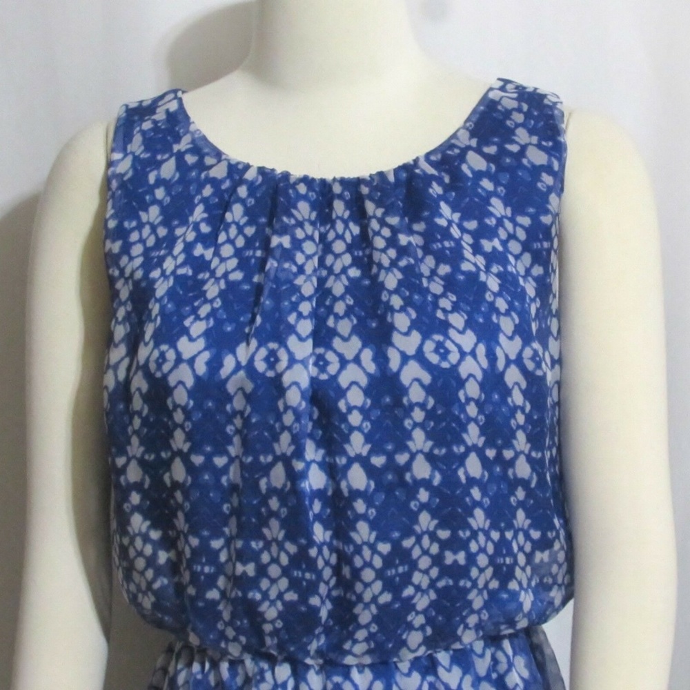 NEW Ladies CATO Blue & White Asymmetrical Dress M